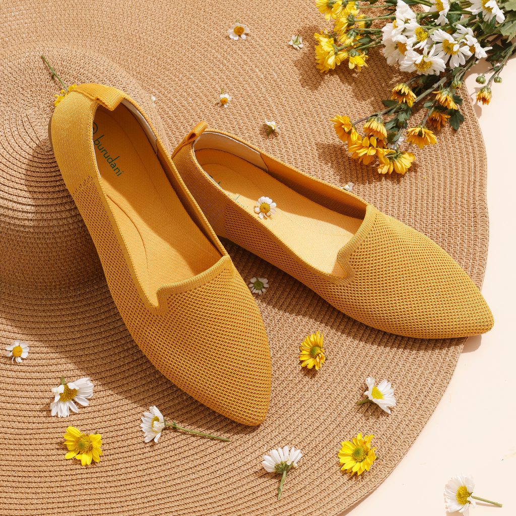 BURUDANI Dahlia Non-Slip Knitted Pointed Toe Loafers.