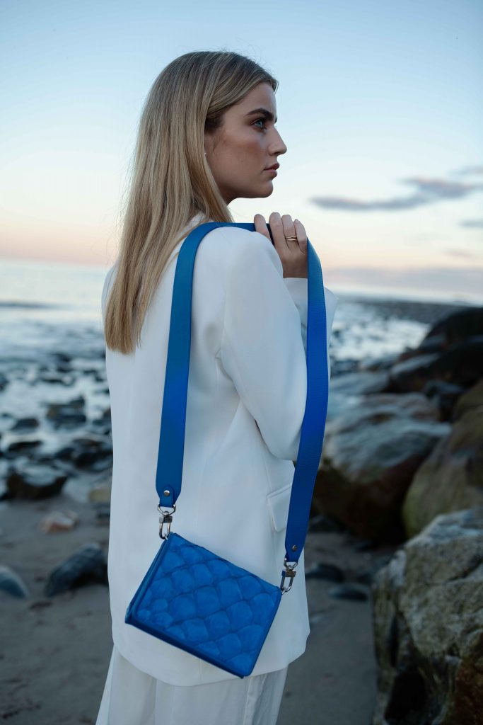 Lola Crossbody in Cobalt Pirarucu.