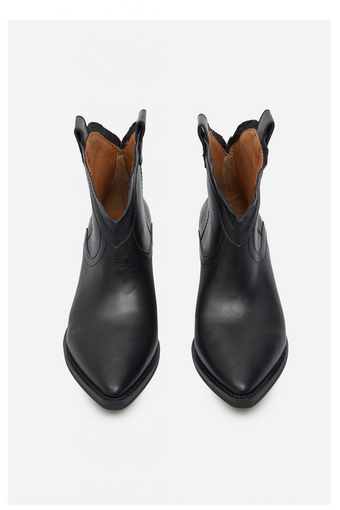 Annie Black Leather Cowboy Boots