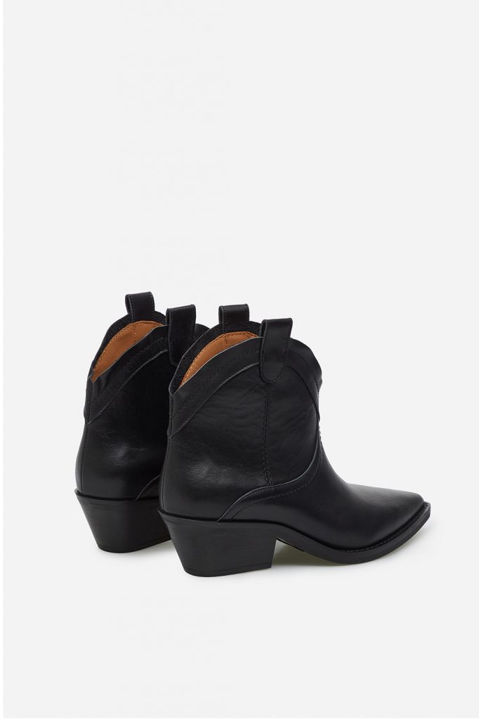 Annie Black Leather Cowboy Boots