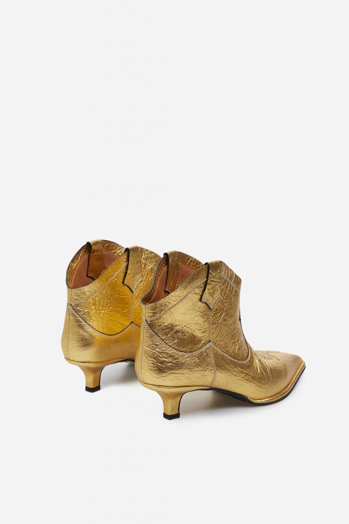Cherilyn Gold Leather Cowboy Boots