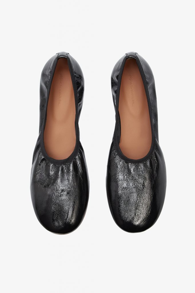 Lory Black Shiny Leather Ballet Flats