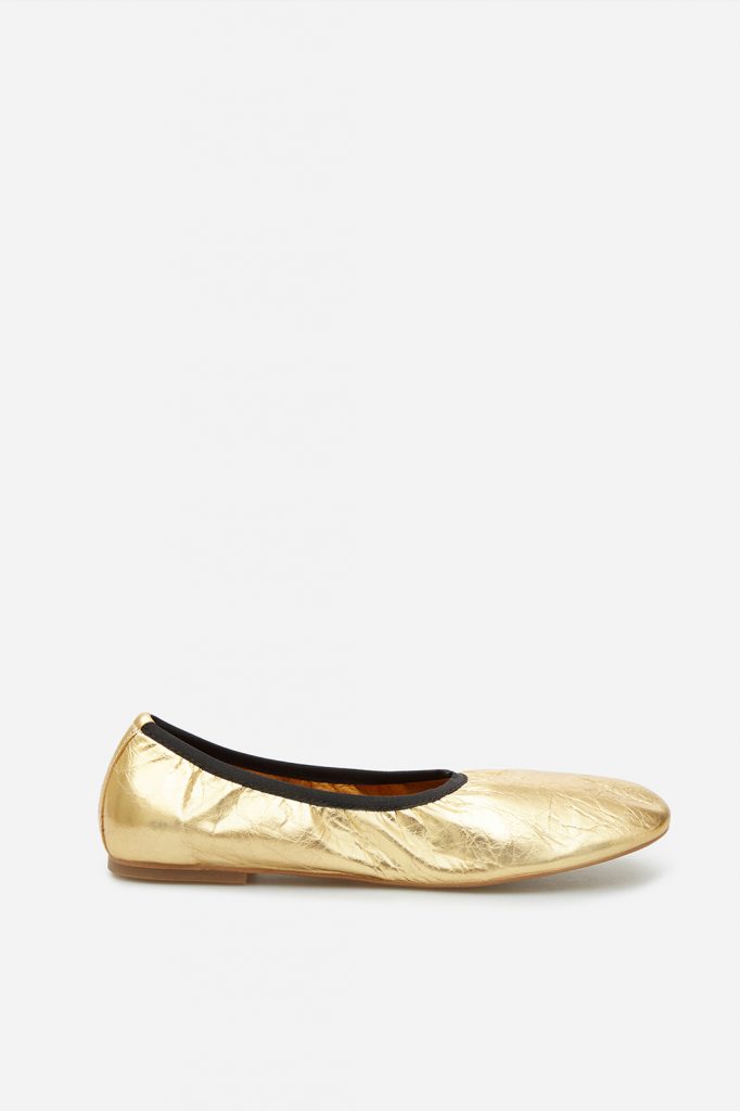 Lory Golden Leather Ballet Flats