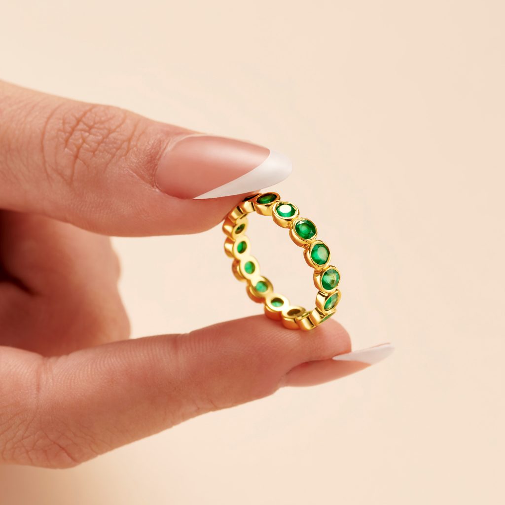 Fool's Gold Jewellery - The Festival Collection, Green Onyx Eternity Stacking Ring.
