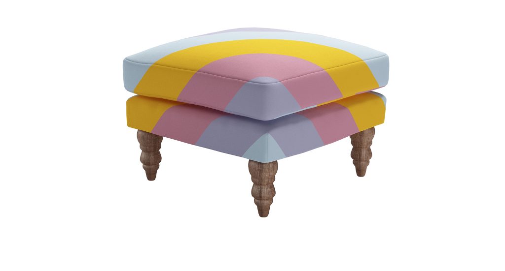 Sofa.com Isla Small Square Footstool In Prism Stripe By Olivia Rubin.