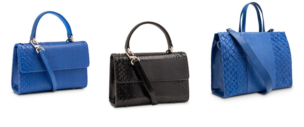 The Soho Handbags in Cobalt & Black and The Braemar Tote