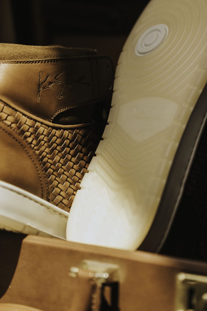The Rapido High-top Sneaker in Brown Woven