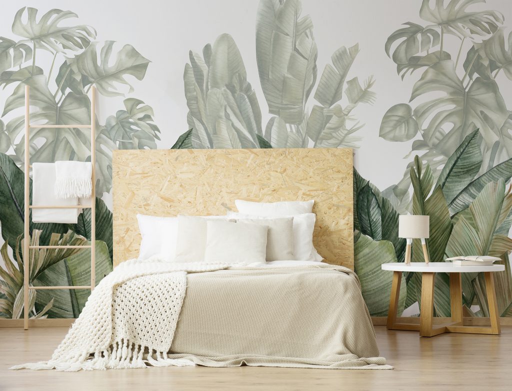 Clusterful Tropical Leaves Wallpaper Wall Mural available at Wallsauce.com
