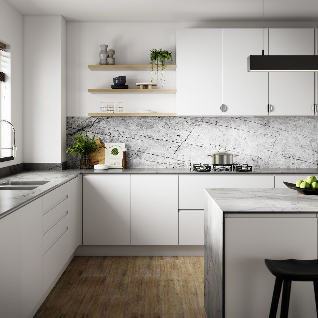 Fossil Marble Alloy Splashback Marmo Grigio
Fossil Marble is a splashback designed to replicate real marble featuring veins in shades of black, and grey including some lighter grey tones. Finished with a shell texture for a smooth stone effect to the touch. Transform your kitchen with the new rich textures of the Alloy Decor Range.