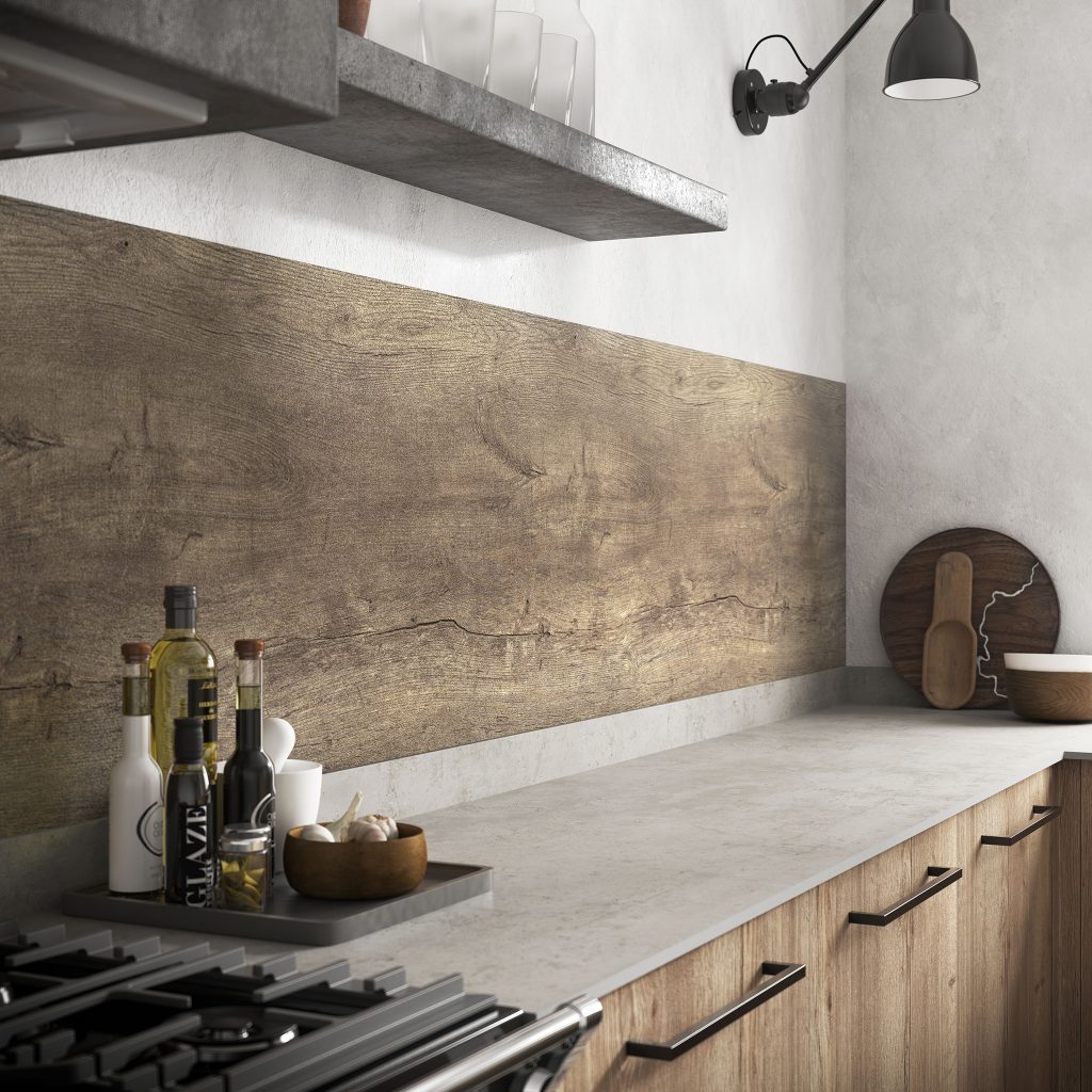 Nordic Oak Alloy Splashback
Nordic Oak is a mid-tone timber design, crafted in brown tones to replicate the knots, lines and natural flaws found in real wood and the ideal way to bring nature-inspired materials into a Nordic-inspired or farmhouse-style kitchen. Finished with a timber texture for a matt appearance and coarse feel to the touch, creating a dressed wood effect. Transform your kitchen with the new rich textures of the Alloy Decor Range.