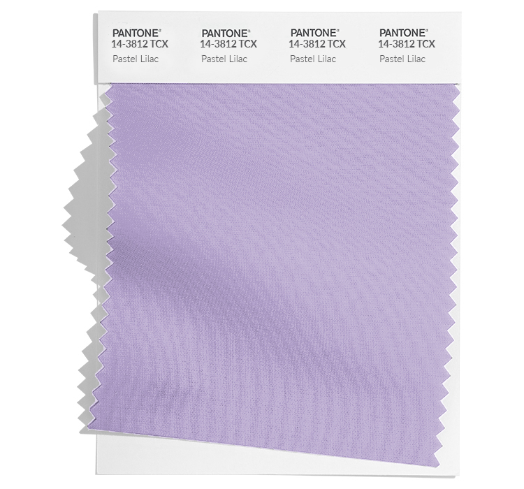 PANTONE 14-3812 Pastel Lilac TCX: A soft and powdery lavender hue, Pastel Lilac is suggestive of a sweet aroma.
