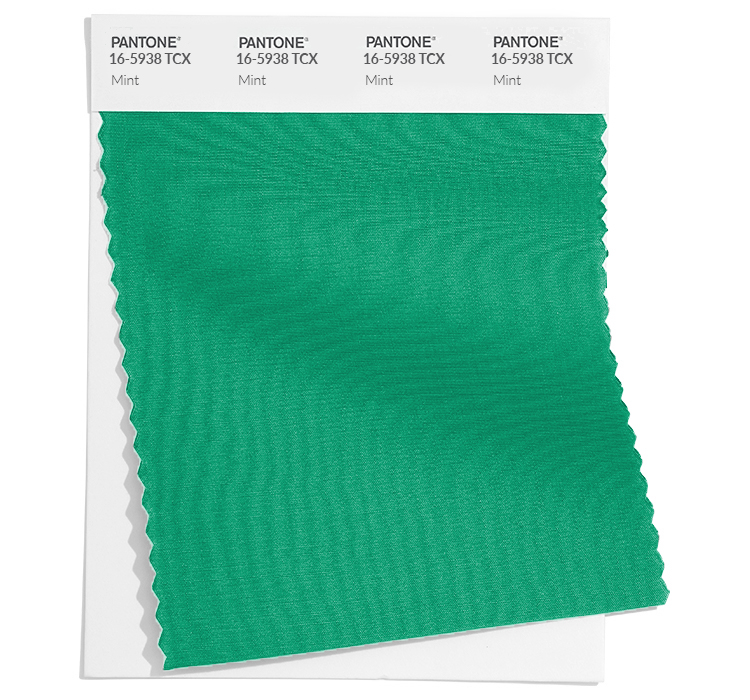 PANTONE 16-5938 Mint TCX: Mint, a cooling mentholated green that is a breath of fresh air.