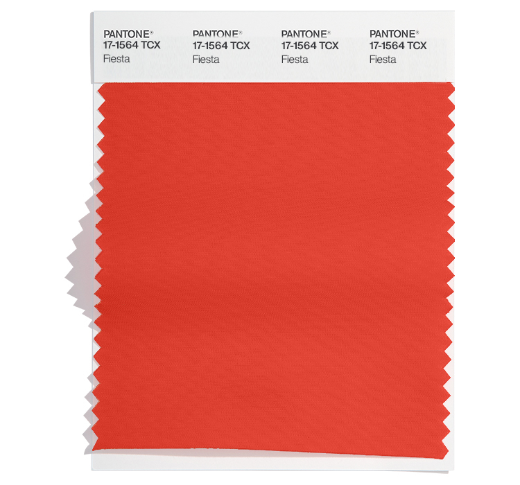 PANTONE 17-1564 TCX Fiesta: A fiery and impassioned red, Fiesta conveys a celebration of life.