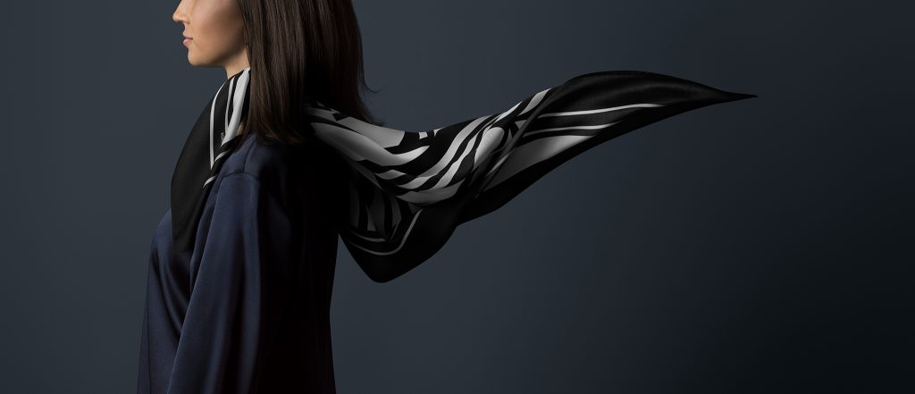 Bernadotte & Kylberg Silk Scarf Midnight. Photo credit: Jonas Lindström