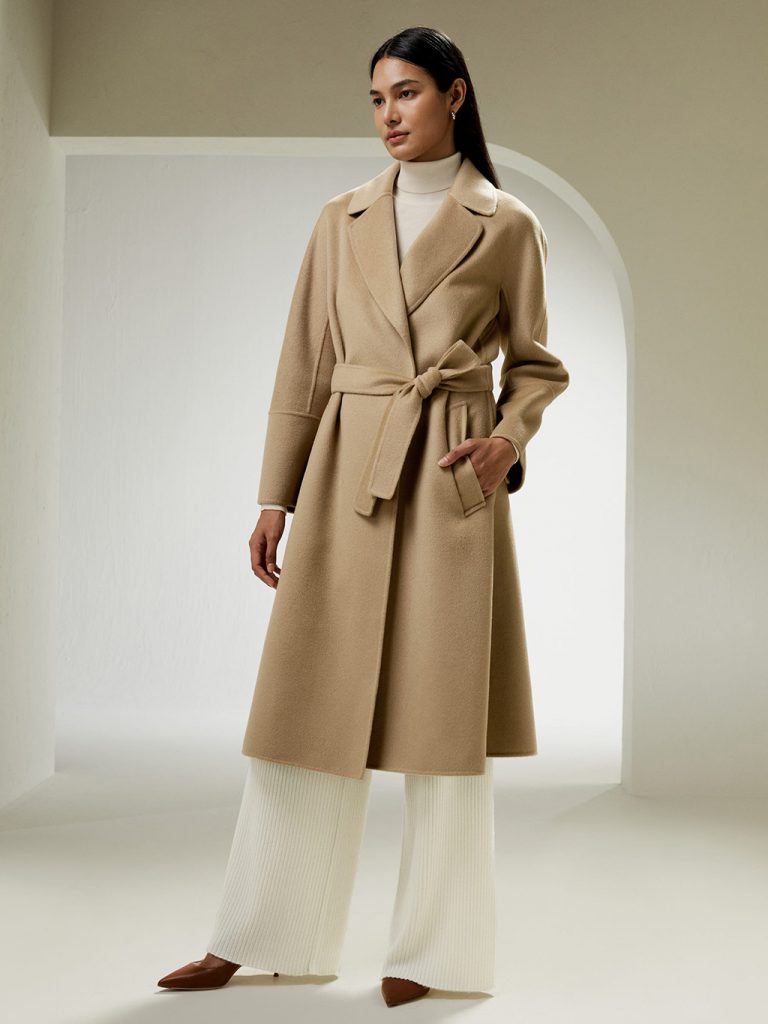 LILYSILK Winter 2023 Collection - Double-faced Wool-blend Robe Coat