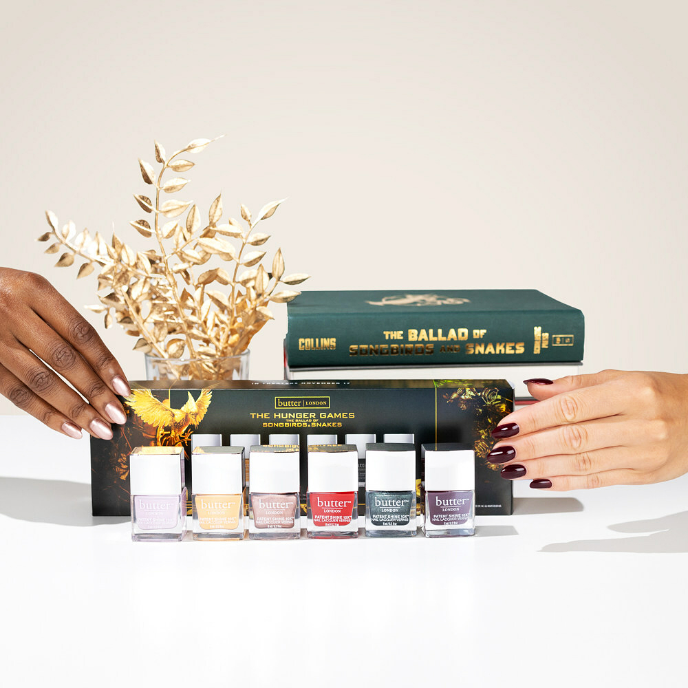 butter LONDON and The Hunger Games: The Ballad of Songbirds & Snakes, 6-Piece Mini Patent Shine 10X Nail Lacquer Collection.