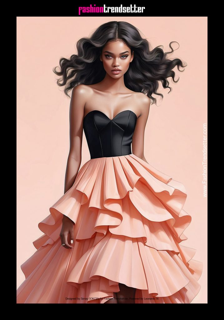 Fashion AI Collection II: Inspired by Color of the Year 2024 Pantone 13-1023 Peach Fuzz.

Black woman fashion illustration.

Designed by Senay GOKCEN for Fashion Trendsetter, Powered by Leonardo AI. 

Image © Senay GOKCEN