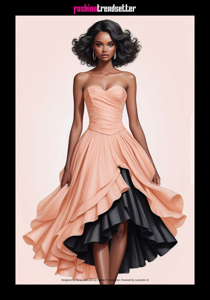 Fashion AI Collection II: Inspired by Color of the Year 2024 Pantone 13-1023 Peach Fuzz.

Black woman fashion illustration.

Designed by Senay GOKCEN for Fashion Trendsetter, Powered by Leonardo AI. 

Image © Senay GOKCEN