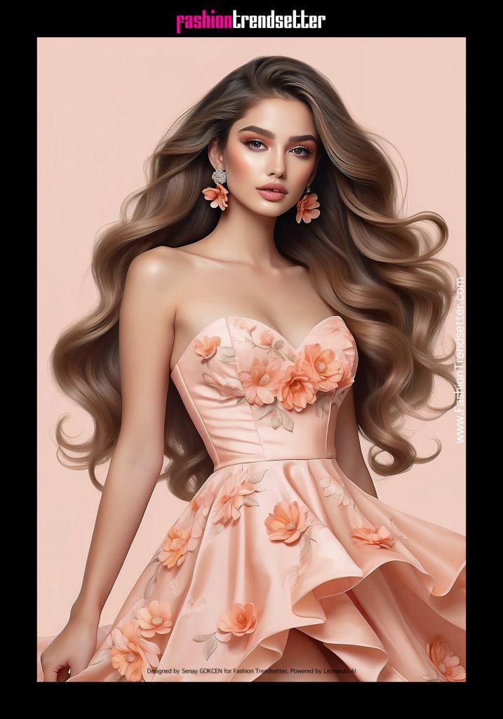 Fashion AI Collection II: Inspired by Color of the Year 2024 Pantone 13-1023 Peach Fuzz.

Latina woman fashion illustration.

Designed by Senay GOKCEN for Fashion Trendsetter, Powered by Leonardo AI. 

Image © Senay GOKCEN