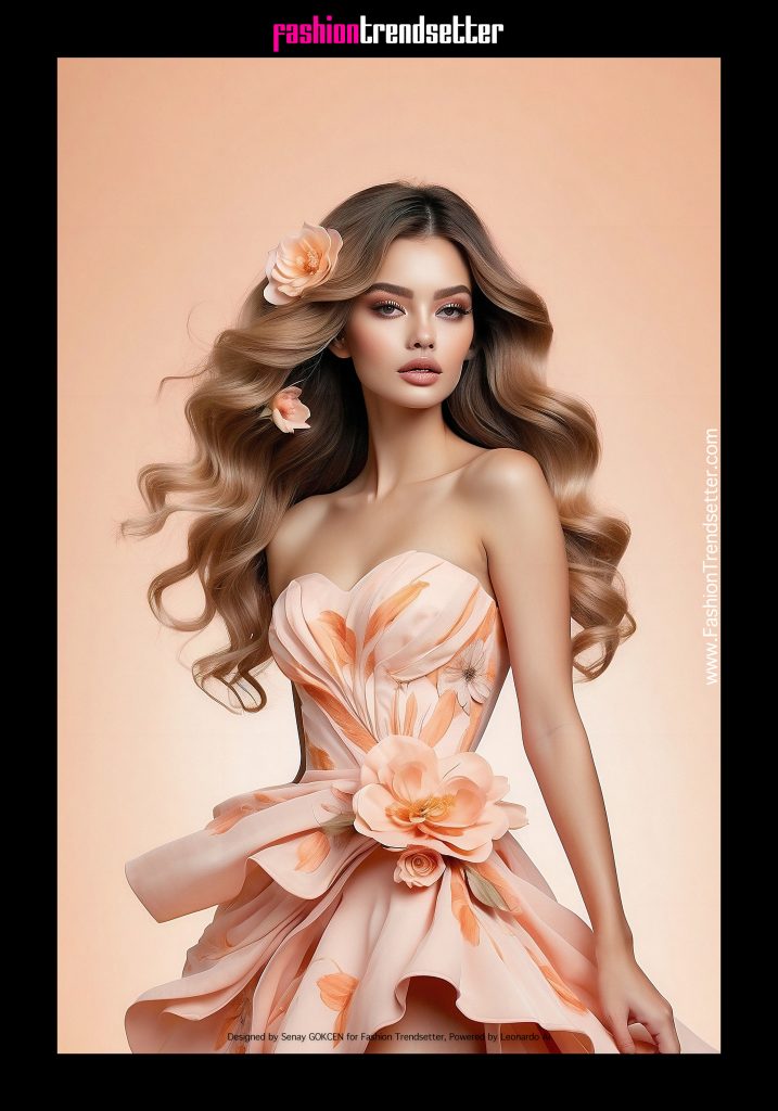 Fashion AI Collection II: Inspired by Color of the Year 2024 Pantone 13-1023 Peach Fuzz.

Latina woman fashion illustration.

Designed by Senay GOKCEN for Fashion Trendsetter, Powered by Leonardo AI. 

Image © Senay GOKCEN