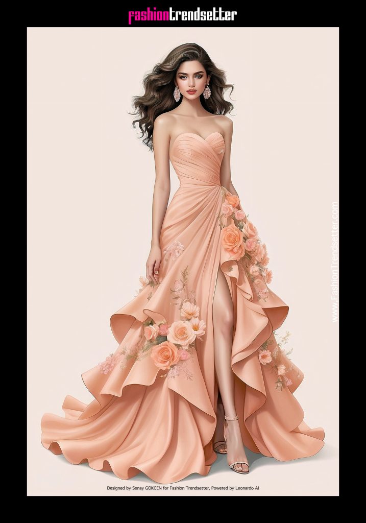 Fashion AI Collection II: Inspired by Color of the Year 2024 Pantone 13-1023 Peach Fuzz.

Latina woman fashion illustration.

Designed by Senay GOKCEN for Fashion Trendsetter, Powered by Leonardo AI. 

Image © Senay GOKCEN