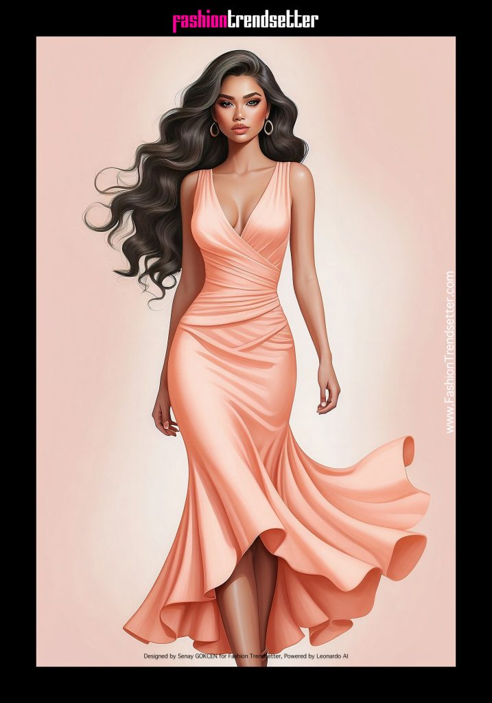 Fashion AI Collection II: Inspired by Color of the Year 2024 Pantone 13-1023 Peach Fuzz.

Latina woman fashion illustration.

Designed by Senay GOKCEN for Fashion Trendsetter, Powered by Leonardo AI. 

Image © Senay GOKCEN