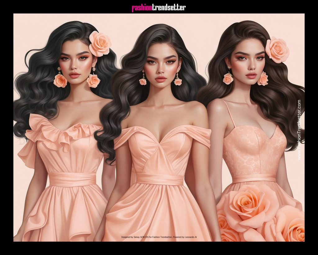 Fashion AI Collection II: Inspired by Color of the Year 2024 Pantone 13-1023 Peach Fuzz.

Latina women fashion illustration.

Designed by Senay GOKCEN for Fashion Trendsetter, Powered by Leonardo AI. 

Image © Senay GOKCEN