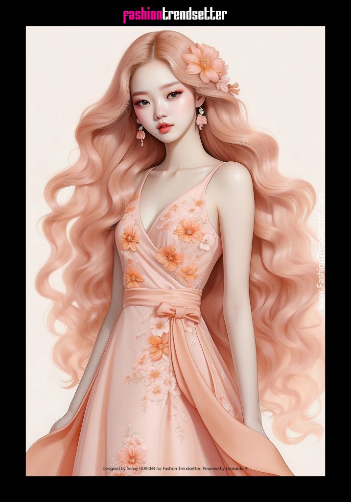 Fashion AI Collection III: Inspired by Color of the Year 2024 Pantone 13-1023 Peach Fuzz.

Designed by Senay GOKCEN for Fashion Trendsetter, Powered by Leonardo AI. 
Image © Senay GOKCEN