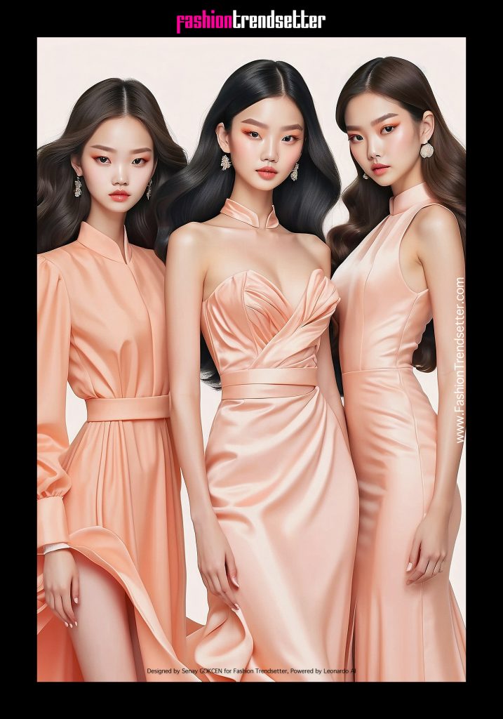 Fashion AI Collection III: Inspired by Color of the Year 2024 Pantone 13-1023 Peach Fuzz.

Designed by Senay GOKCEN for Fashion Trendsetter, Powered by Leonardo AI. 
Image © Senay GOKCEN