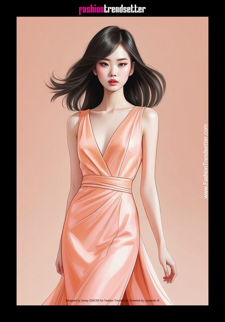 Fashion AI Collection III: Inspired by Color of the Year 2024 Pantone 13-1023 Peach Fuzz.

Designed by Senay GOKCEN for Fashion Trendsetter, Powered by Leonardo AI. 
Image © Senay GOKCEN