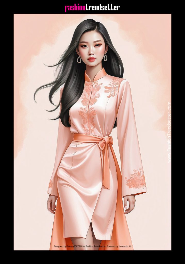 Fashion AI Collection III: Inspired by Color of the Year 2024 Pantone 13-1023 Peach Fuzz.

Designed by Senay GOKCEN for Fashion Trendsetter, Powered by Leonardo AI. 
Image © Senay GOKCEN