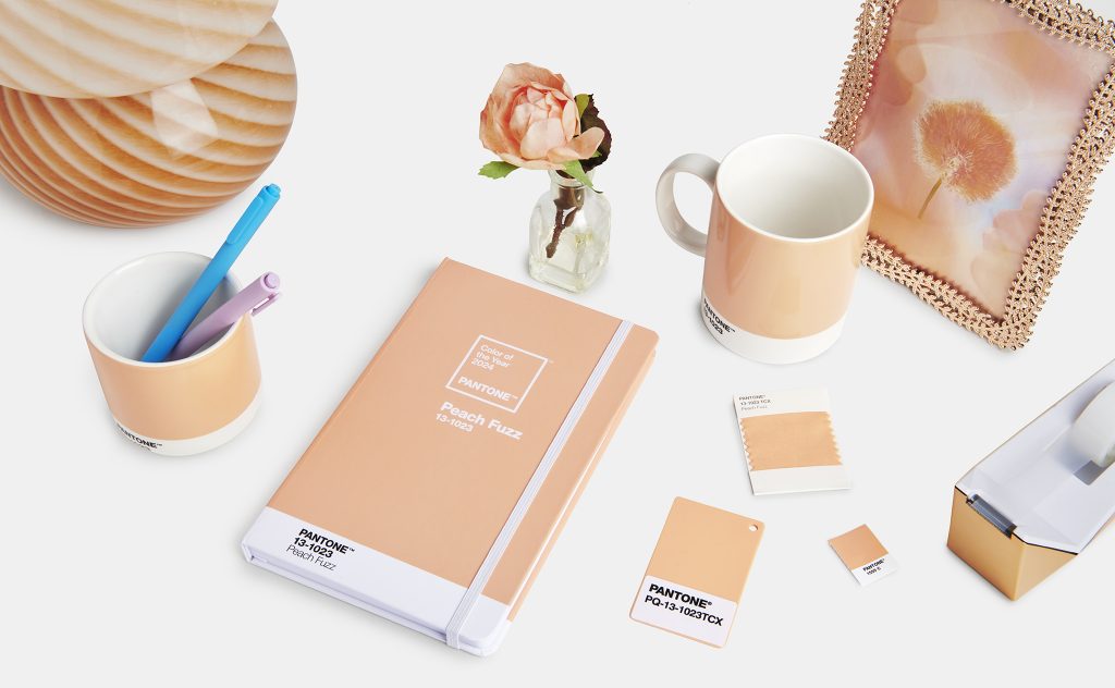 PANTONE® Color Of The Year 2024 13-1023 Peach Fuzz in Home Décor and Interior Design. Image courtesy of Pantone.