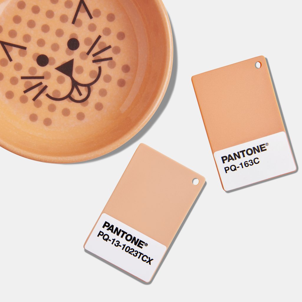 PANTONE® Color Of The Year 2024 13-1023 Peach Fuzz Plastic Chip. Image courtesy of Pantone.