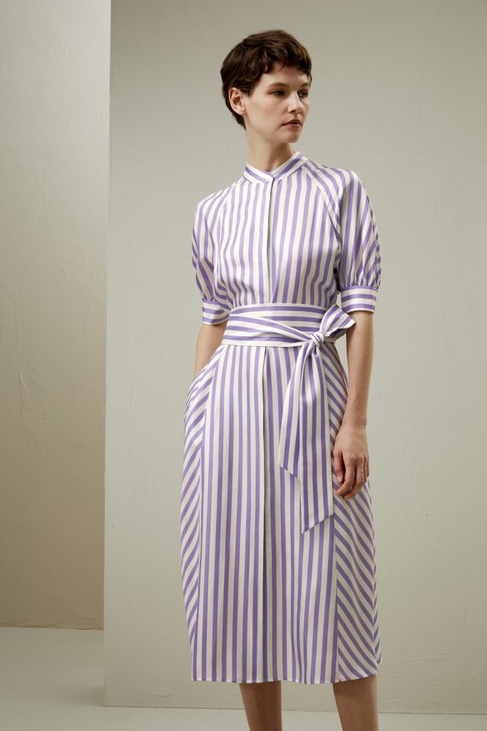 Lavender Striped Silk Shirtdress