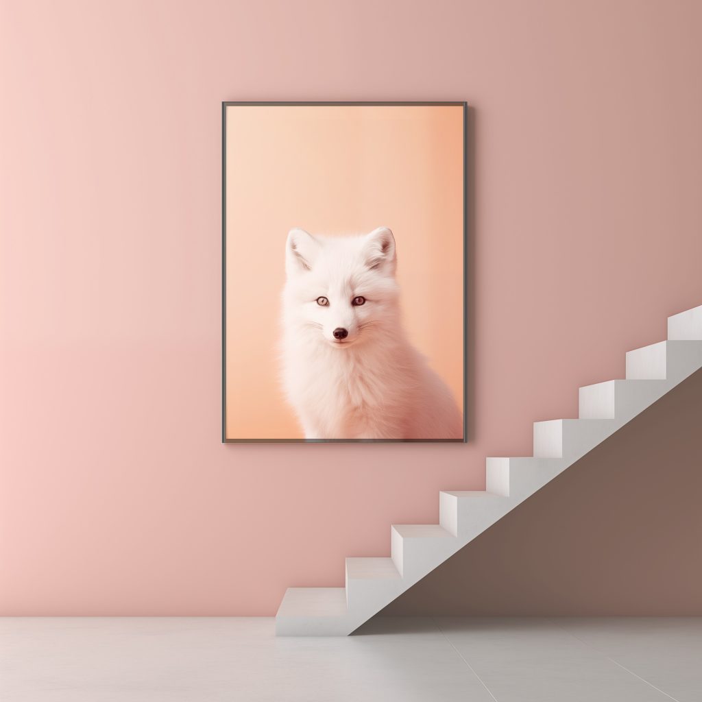 Arctic Fox's Gaze, Peach Fuzz, Wall Print (A3).