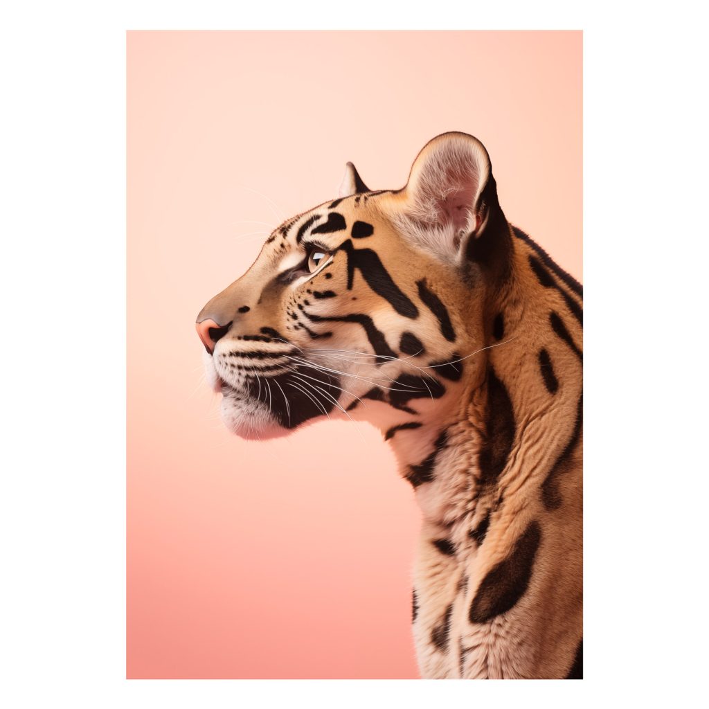 Clouded Leopard, Peach Fuzz, Wall Print (A3). 