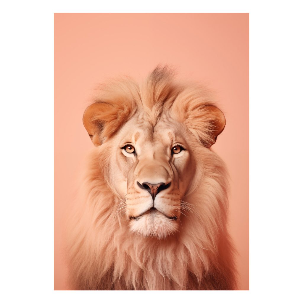 Lion's Gaze, Peach Fuzz, Wall Print (A3). 