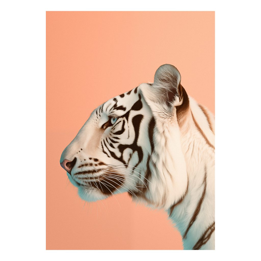 White Tiger, Peach Fuzz, Wall Print (A3).