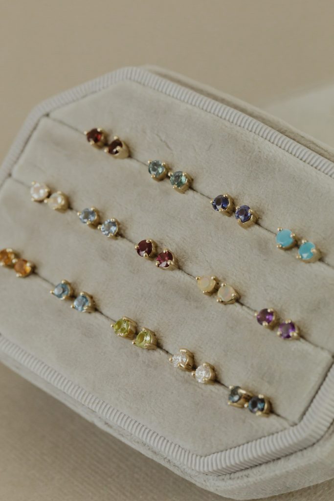 Gemstone 3 Prong Stud Earrings