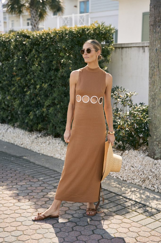 The M.G. Style Style for Antonio Melani - Jen Mock Neck Linen Blend Circle Cut Out Maxi Dress.