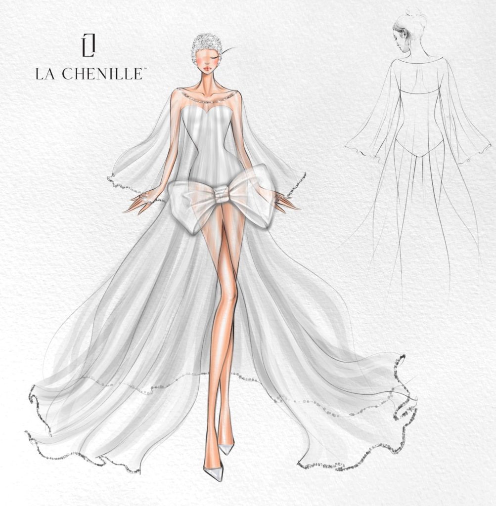 A fashion illustration from La Chenille Bridal Bikini's 'Timeless Dream' Collection.

Designed by @lachenillebridalbikini  - Illustrated by @arron_illustrator