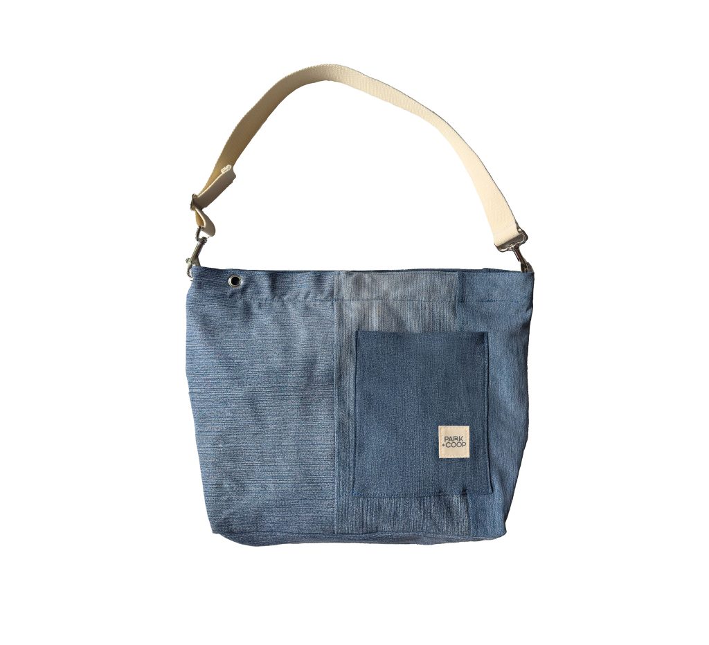 Park + Coop - Sustainable upcycled denim market bag.