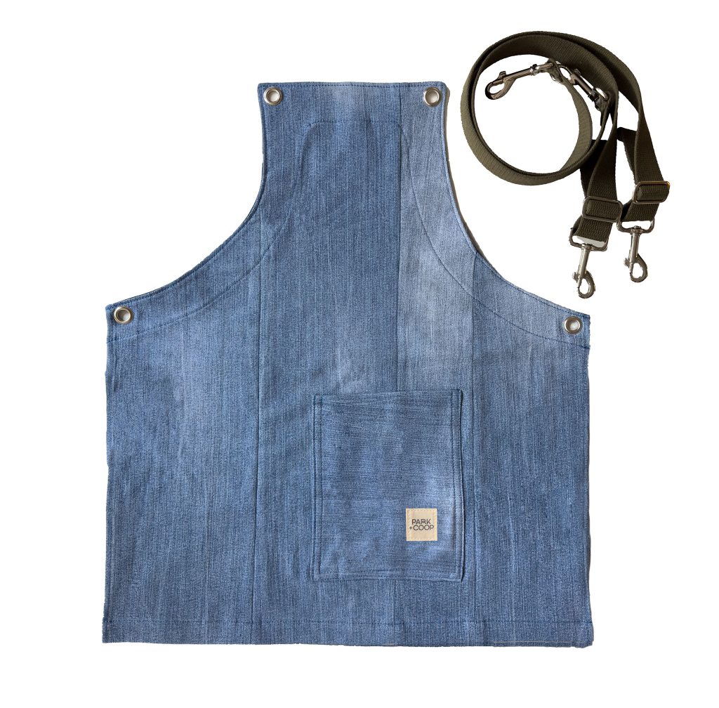 Park + Coop - Sustainable upcycled denim apron for kids.