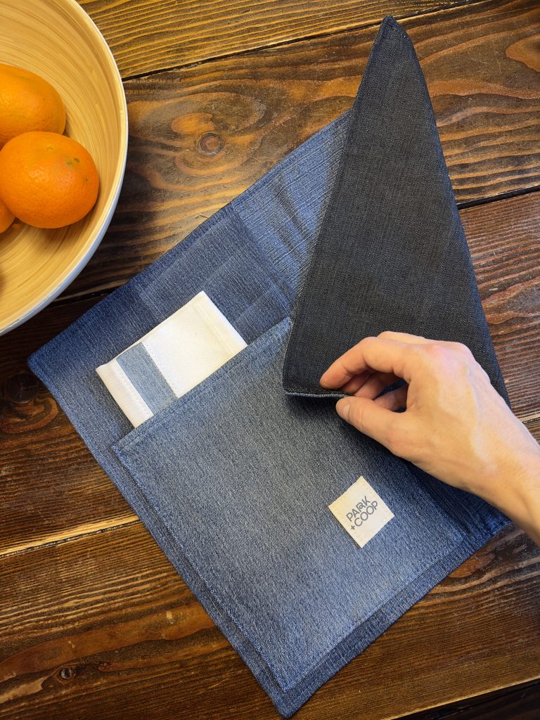 Park + Coop - Sustainable upcycled denim placemat.