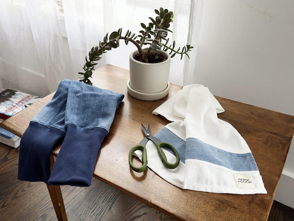 Park + Coop - Sustainable upcycled denim craft sleeves for kids and tea towel.