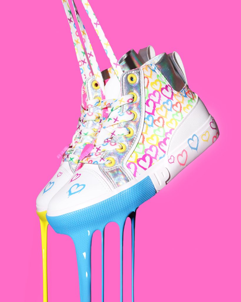 Ground Up - Girl's Splatter Heart High Top Sneakers