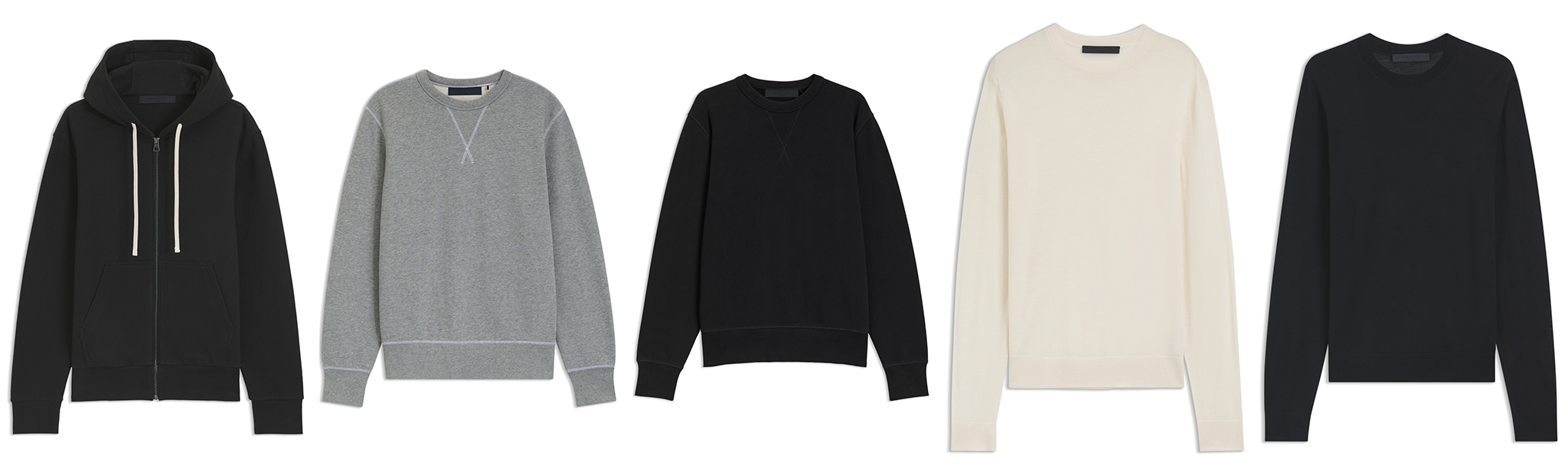 Zip-up Hoodies in Mercerised Cotton Terry, Sweatshirts in Mercerised Cotton Terry and Regular-fit Sweater in Virgin Wool