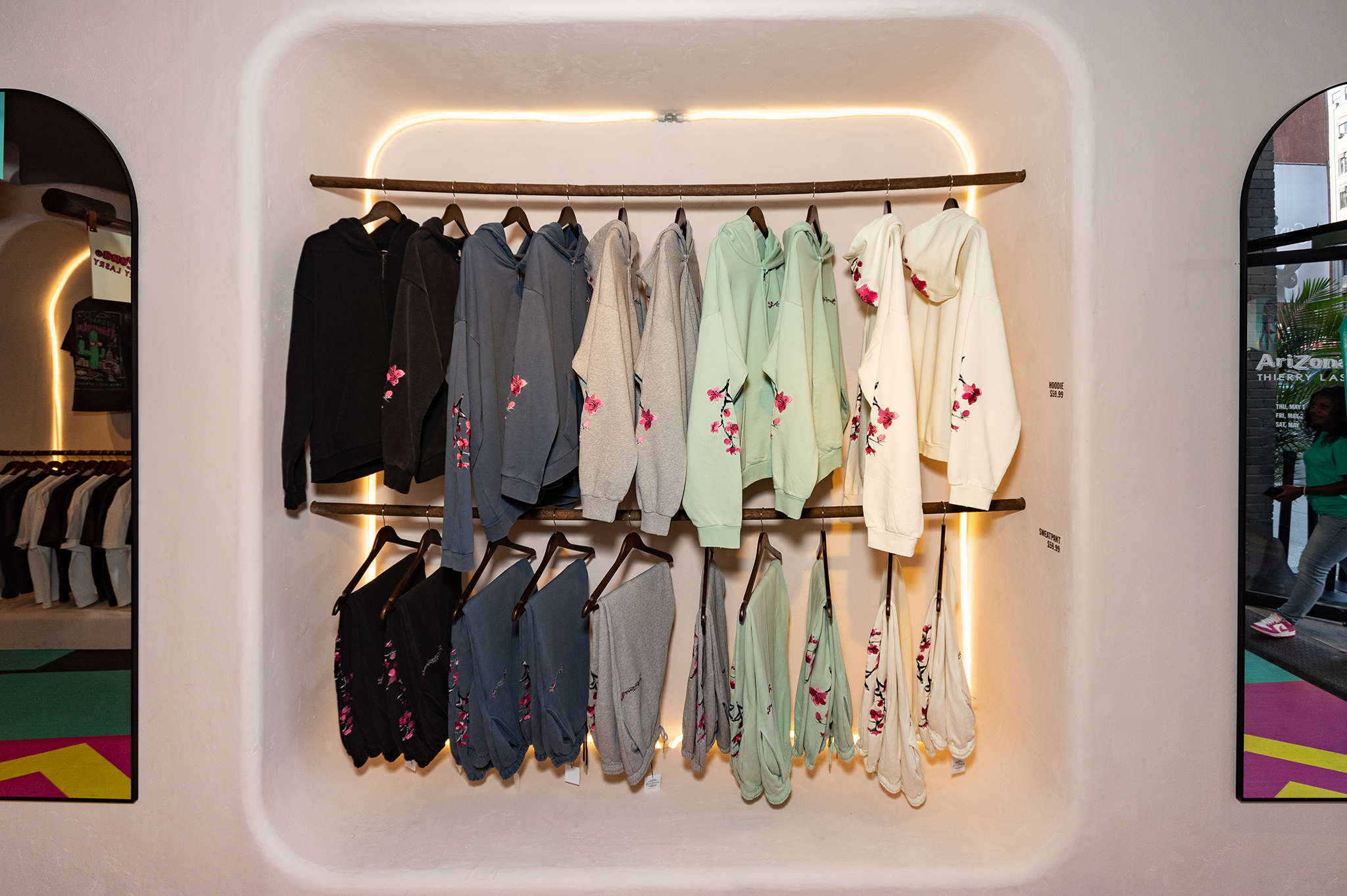 AriZona® Cherry Blossom-Embroidered Cotton Zip Hoodies and Sweatpants