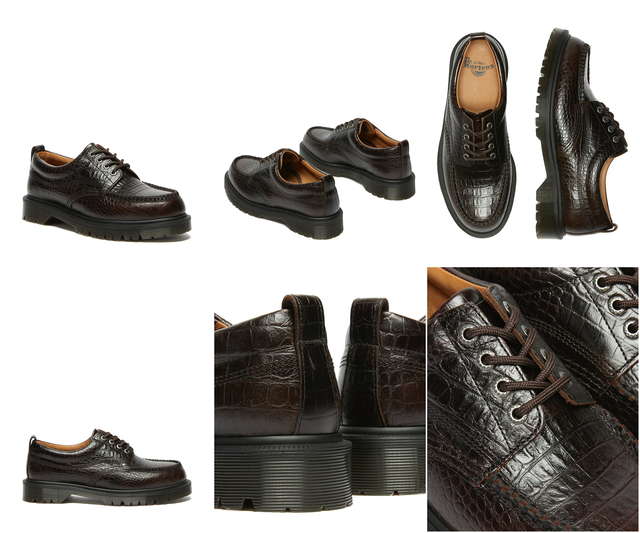 Lowell Dark Brown Croc Emboss