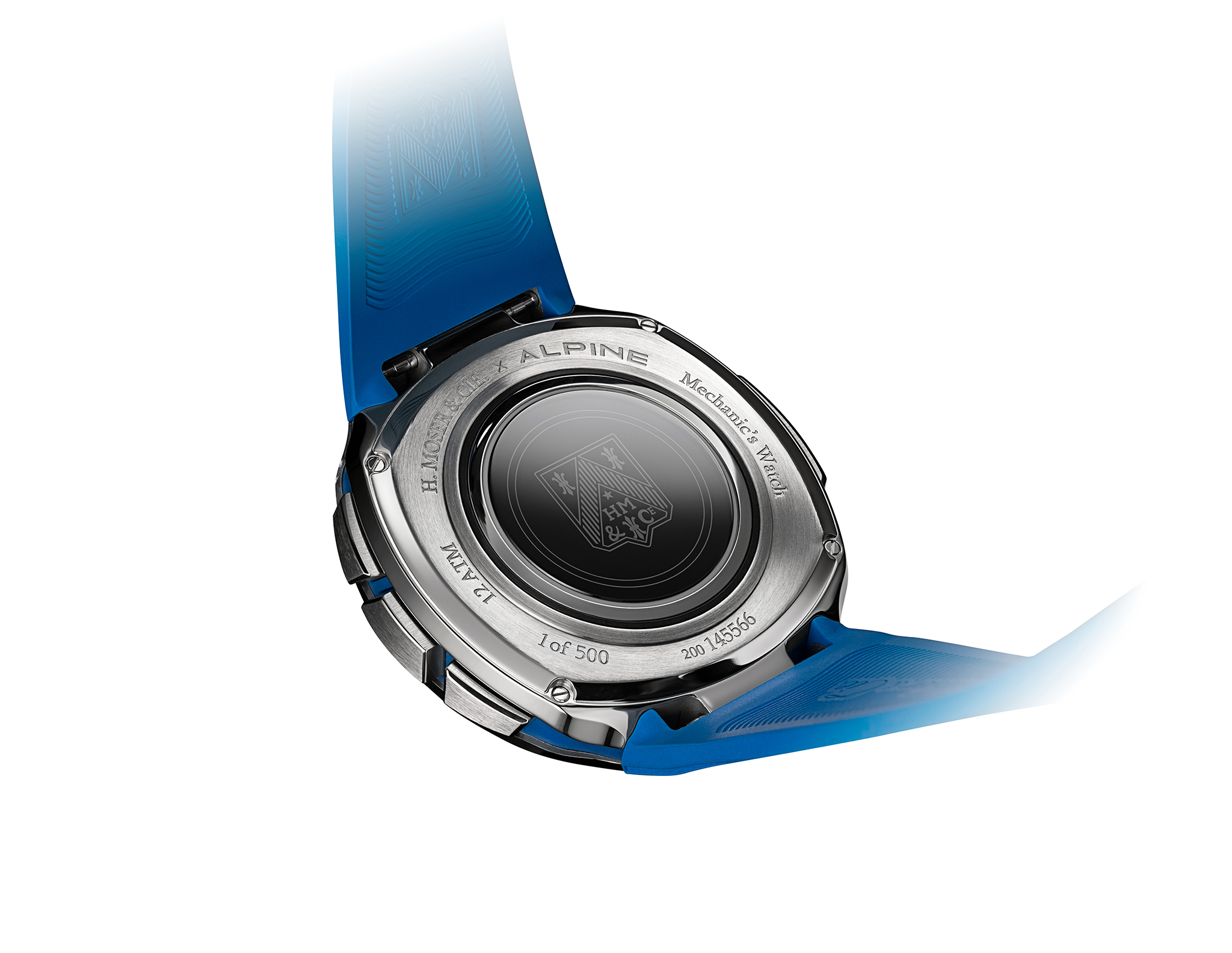 The Streamliner Alpine Mechanics Edition, reference 6DI0-1200, steel model, Funky Blue fumé dial, integrated blue rubber strap, limited edition of 500 pieces